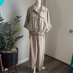 EUC Zara Stylish Tan Jumpsuit, Medium
